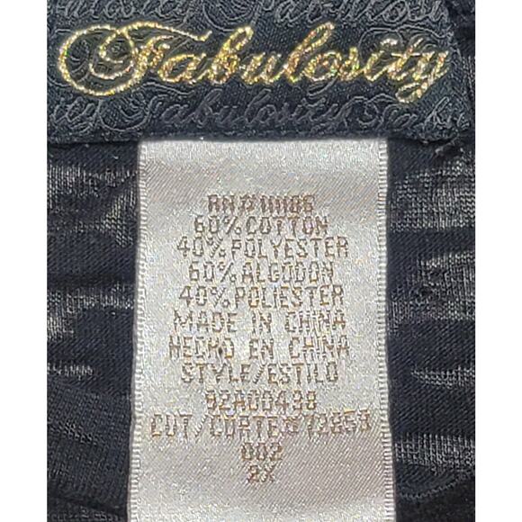 Fabulosity Black Gold Metal Studded Bodice Burnout Material Top 2X Lightweight - Picture 4 of 7
